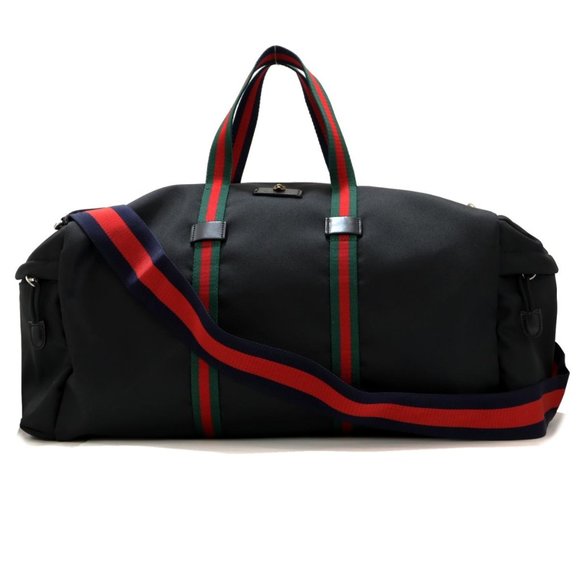 Gucci Technical Black Web Stripe Canvas Duffle Bag in Black NEW WITH DUSTBAG - Picture 1 of 2